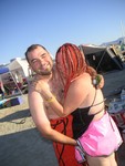 Mouse checking to see exactly how happy Aimee is to be back at the playa :)